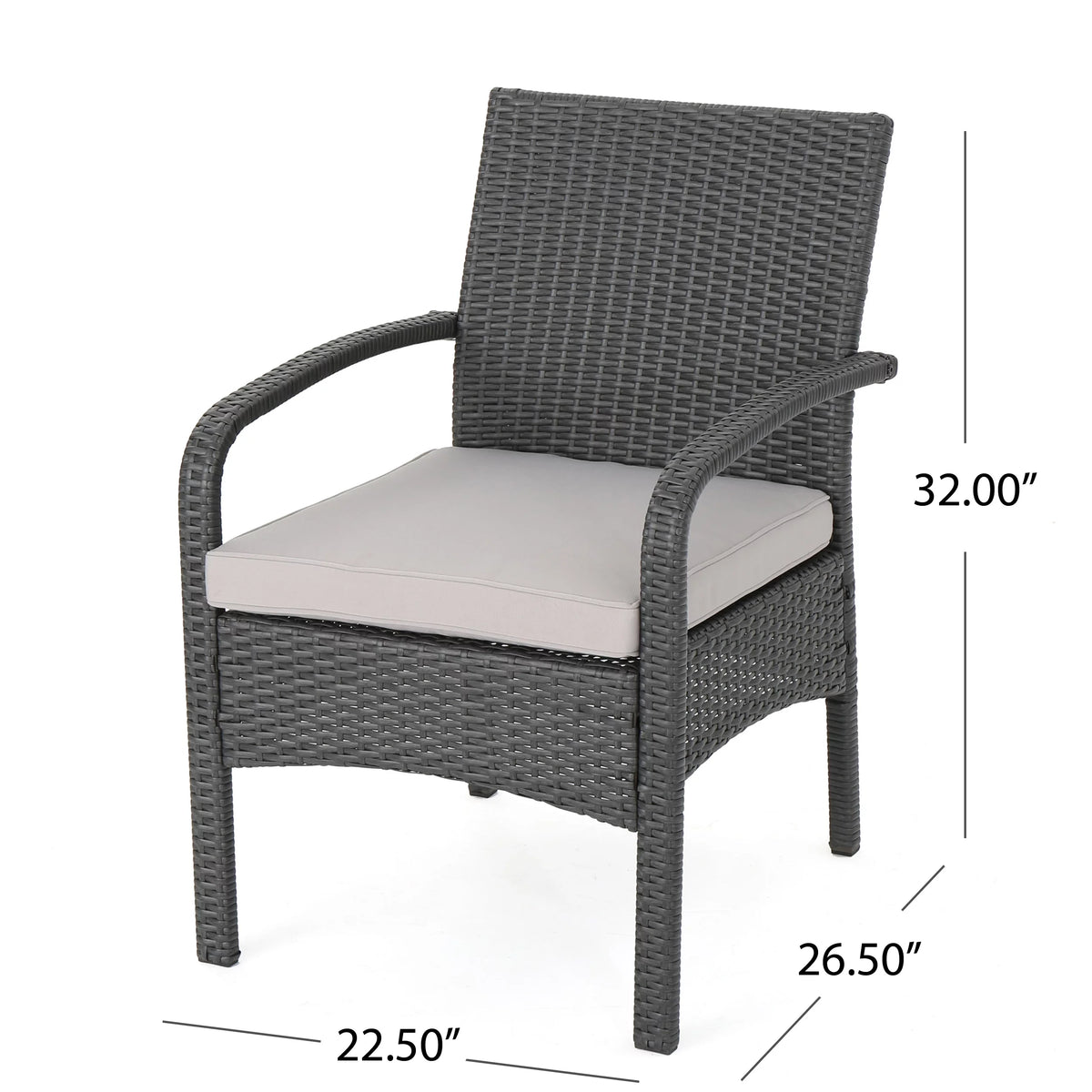 Outdoor Wicker Club Chairs with Cushion, Set of 2, Gray U8708