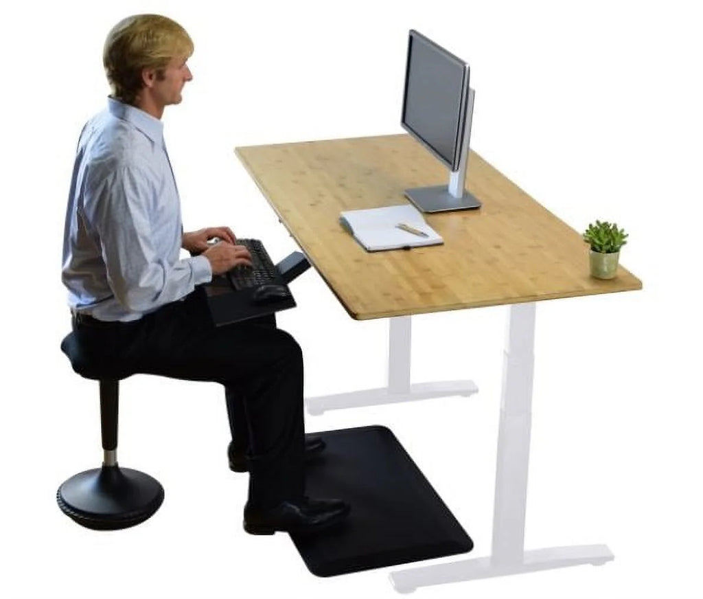 White Natural Bamboo Adjustable Computer Desk G4473