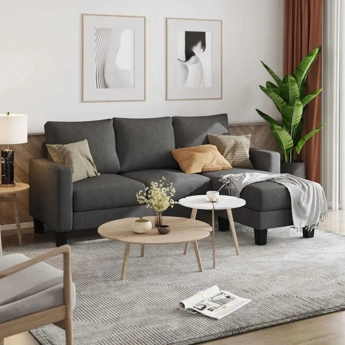 Convertible L-Shaped Sectional Sofa J4394