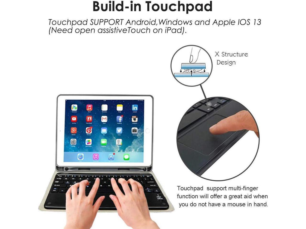 Slim Leather Folio Keyboard Case for iPad Mini 5 4 3 2 1 with Pencil Holder T764980