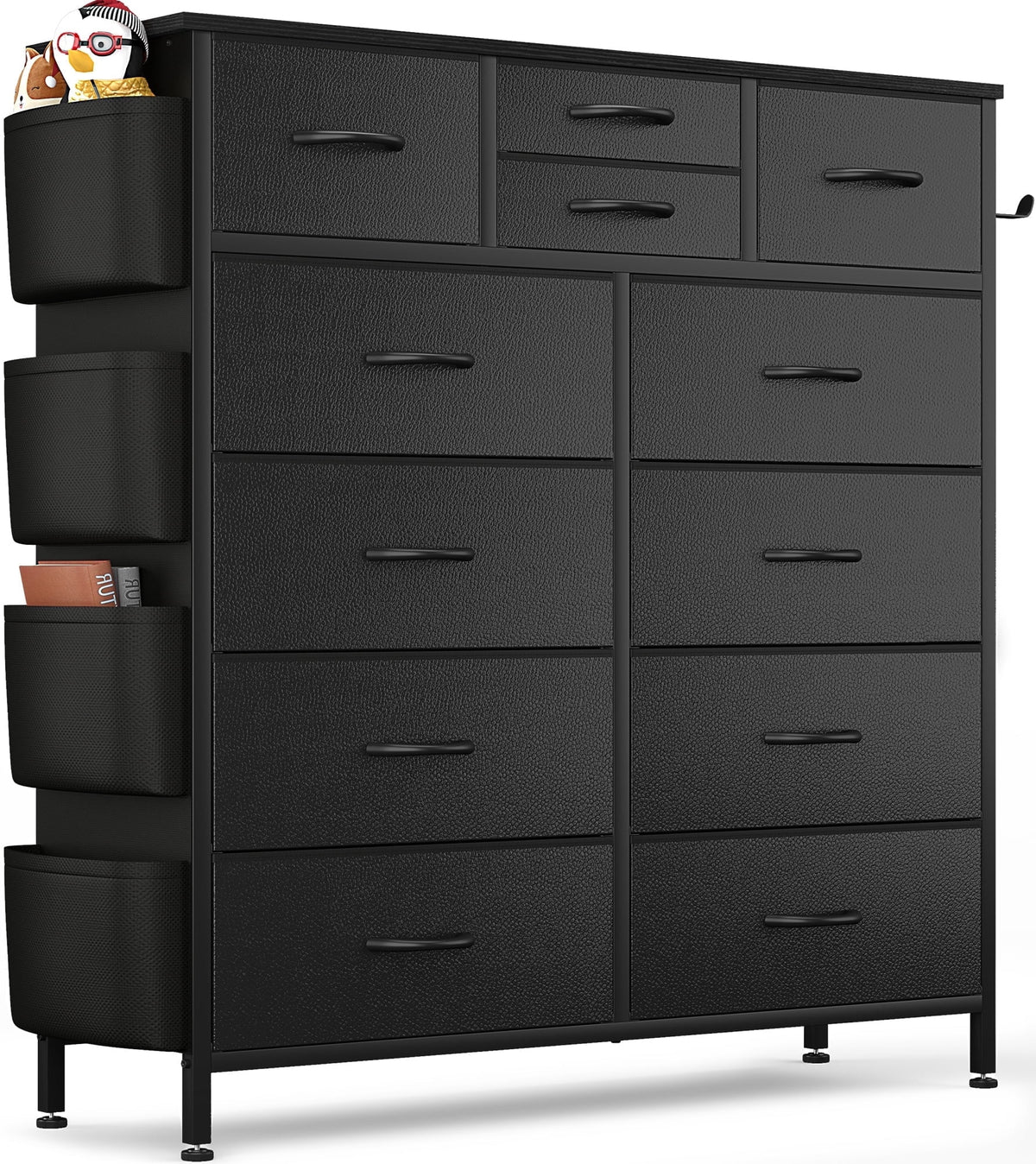 White 12 Drawer Dresser with Side Pockets and Hooks S34291
