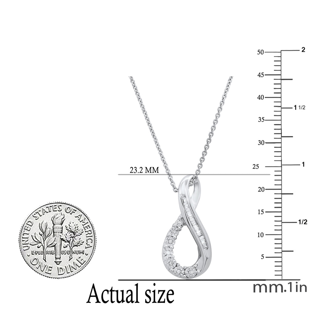 14K White Gold Diamond Twisted Infinity Pendant with 18 Inch Silver Chain K3148