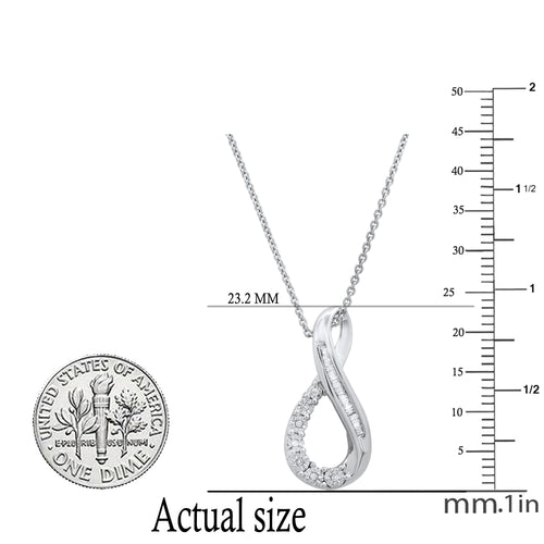 14K White Gold Diamond Twisted Infinity Pendant with 18 Inch Silver Chain K3148