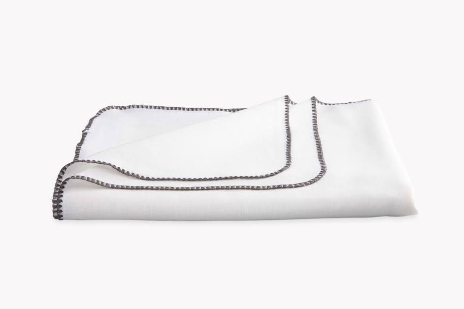 White/Charcoal Linen Tablecloth 54 in W x 54 in L S619668