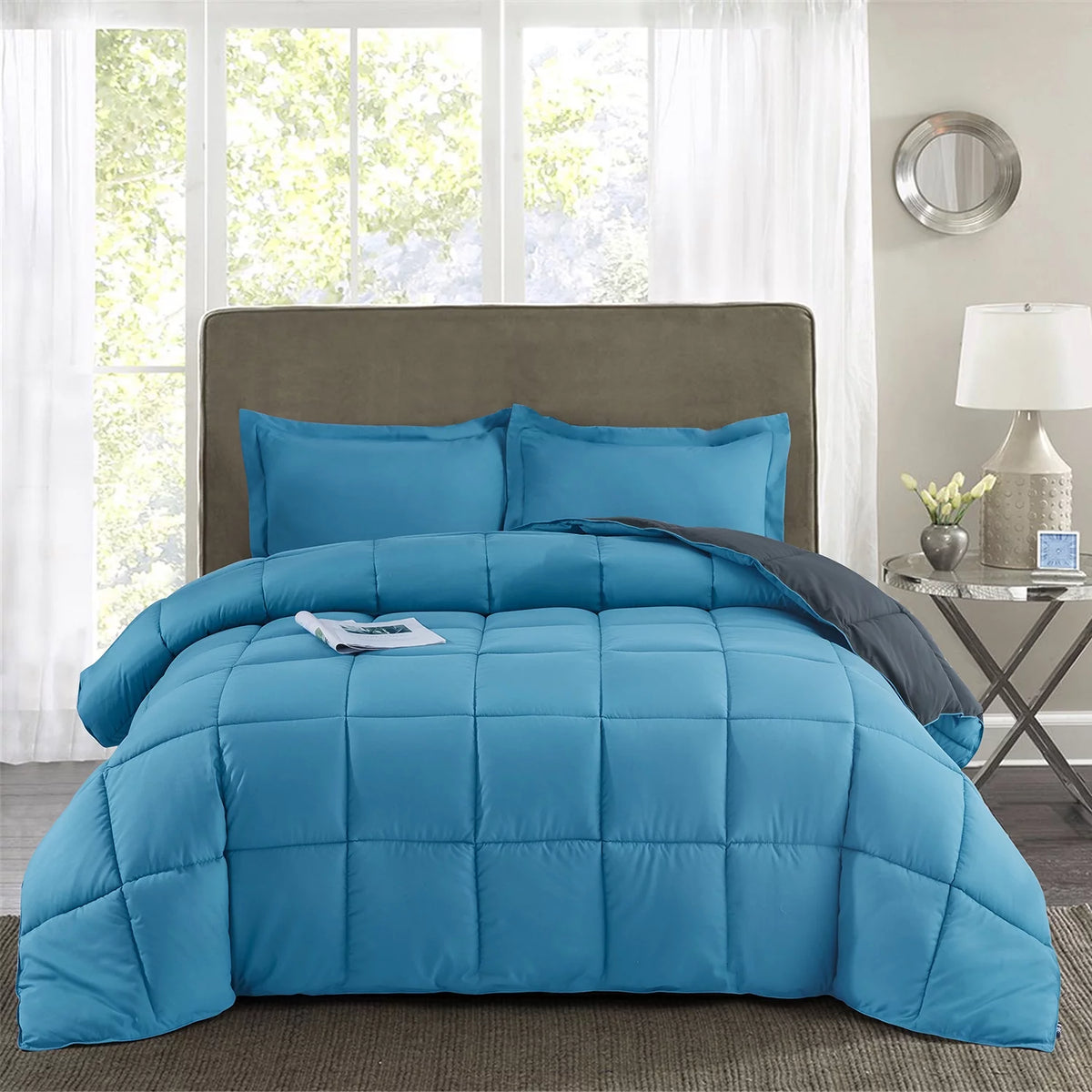 2pc Soft Premium Comforter Set Twin Turquoise W120182