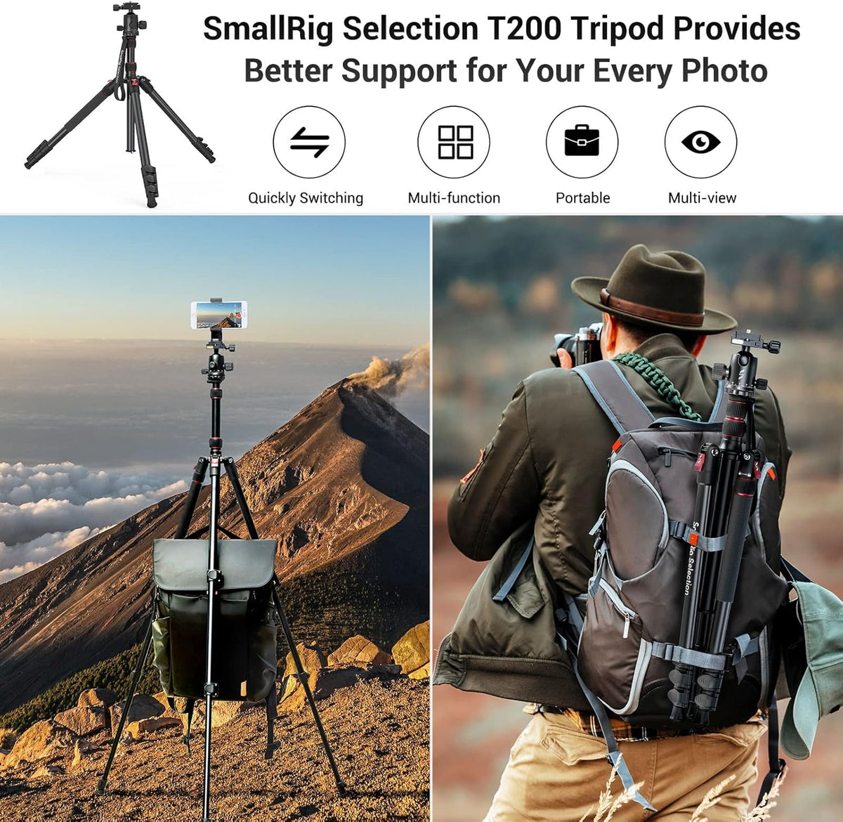 78 Aluminum Camera Tripod Monopod, Foldable, 360 Degree Ball Head, Quick Release Plate, 33lb Payload, Pack of 2 O131317