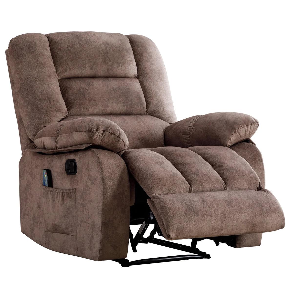 Gray Fabric Manual Recliner with Massage and Heat L74055