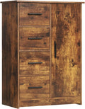 Rustic Brown Bathroom Storage Cabinet with 4 Drawers and Adjustable Shelf M9399