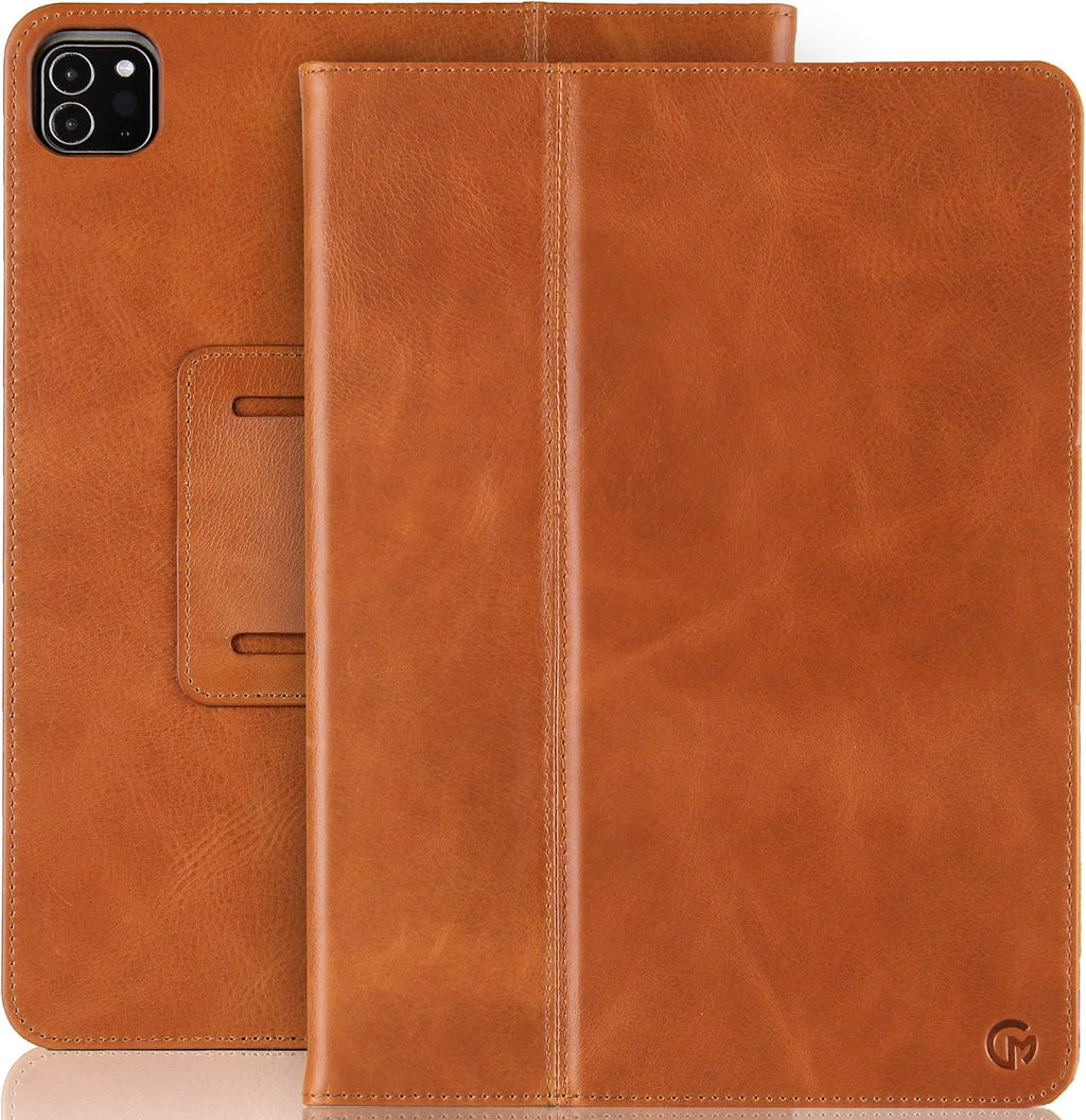 Tan Real Leather iPad Pro 11 Case with Dual Stand R395