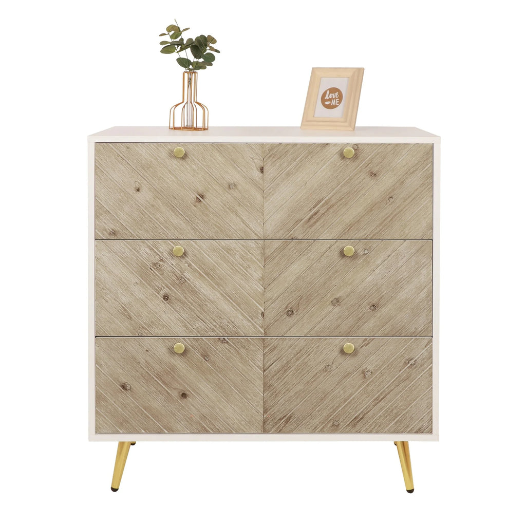 3-Drawer Herringbone Dresser with Gold Legs U677