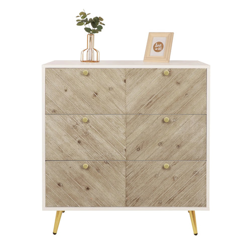 3-Drawer Herringbone Dresser with Gold Legs U677
