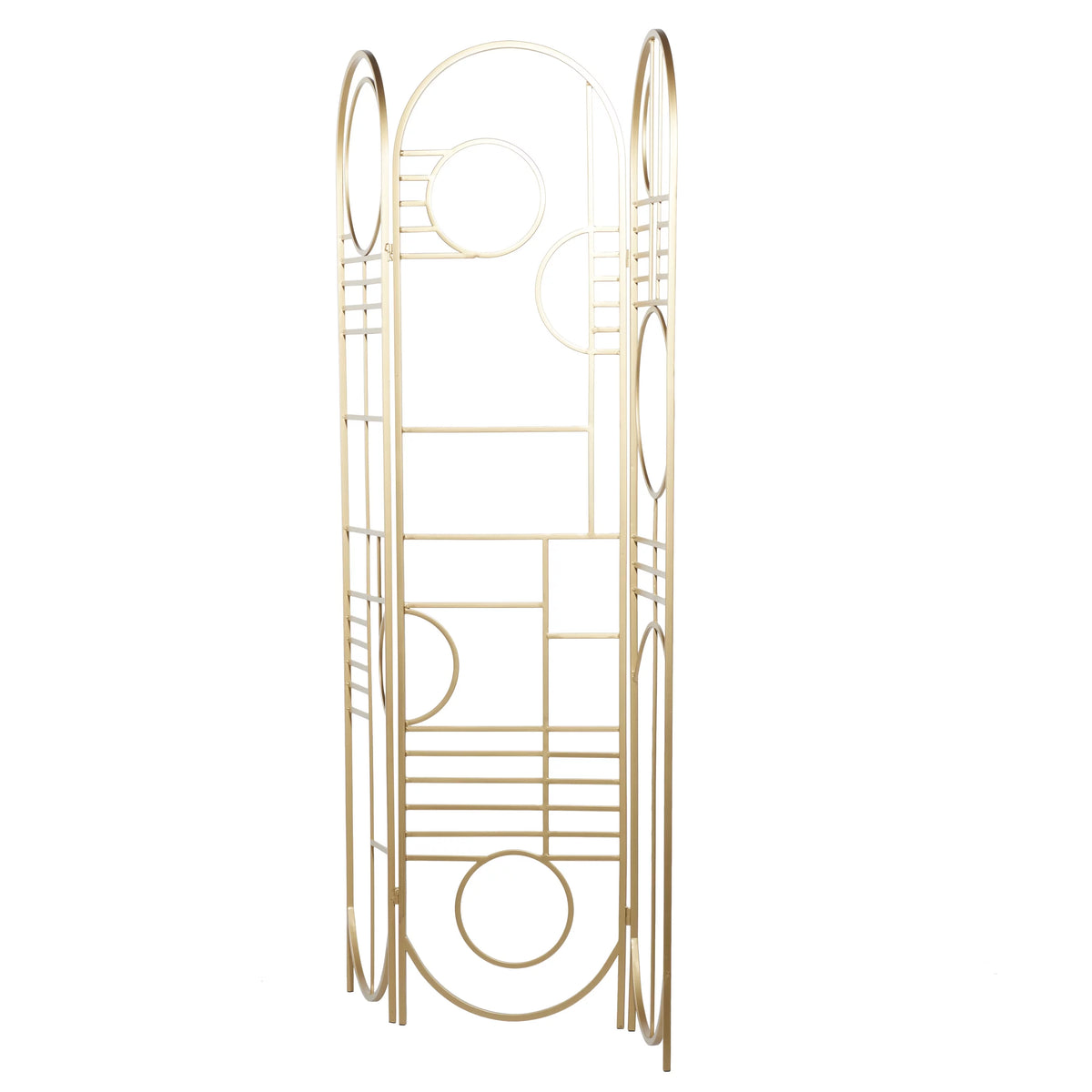 Metal 3 Panel Room Divider Screen with Geometric Pattern X7174