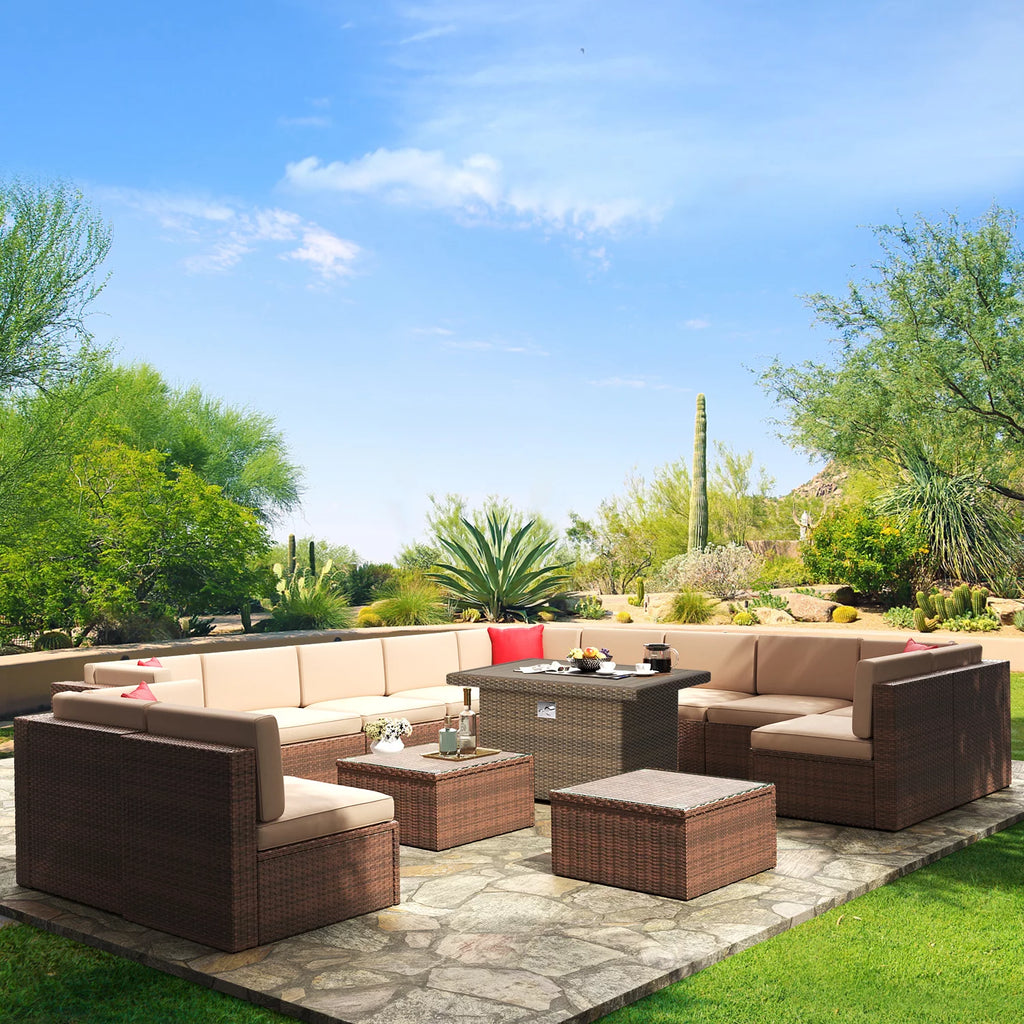 8 Pcs Patio Furniture Set with Fire Pit Table T3389