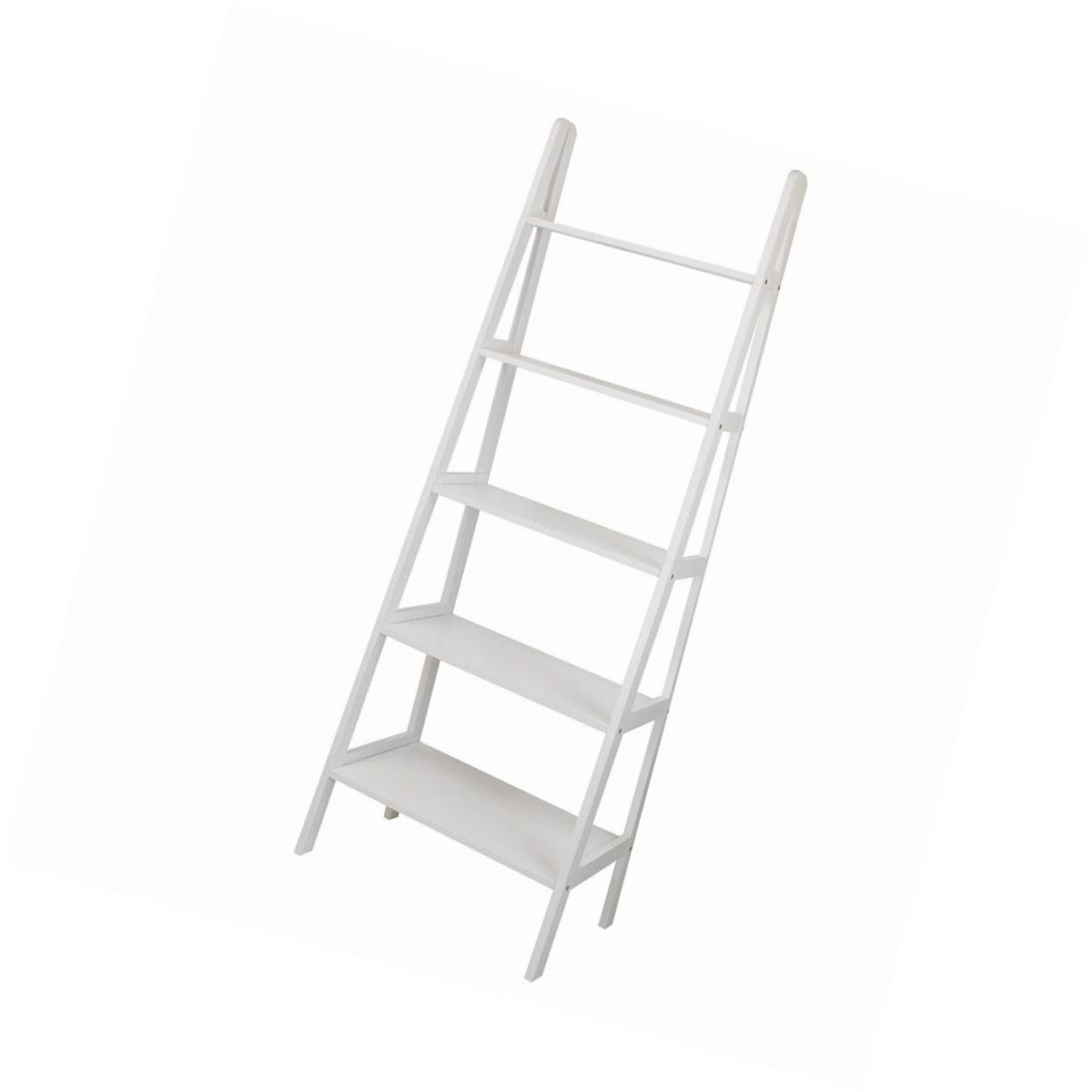 White 5-Shelf Ladder Bookcase F766