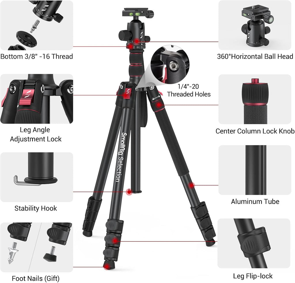 78 Aluminum Camera Tripod Monopod, Foldable, 360 Degree Ball Head, Quick Release Plate, 33lb Payload, Pack of 2 O131317