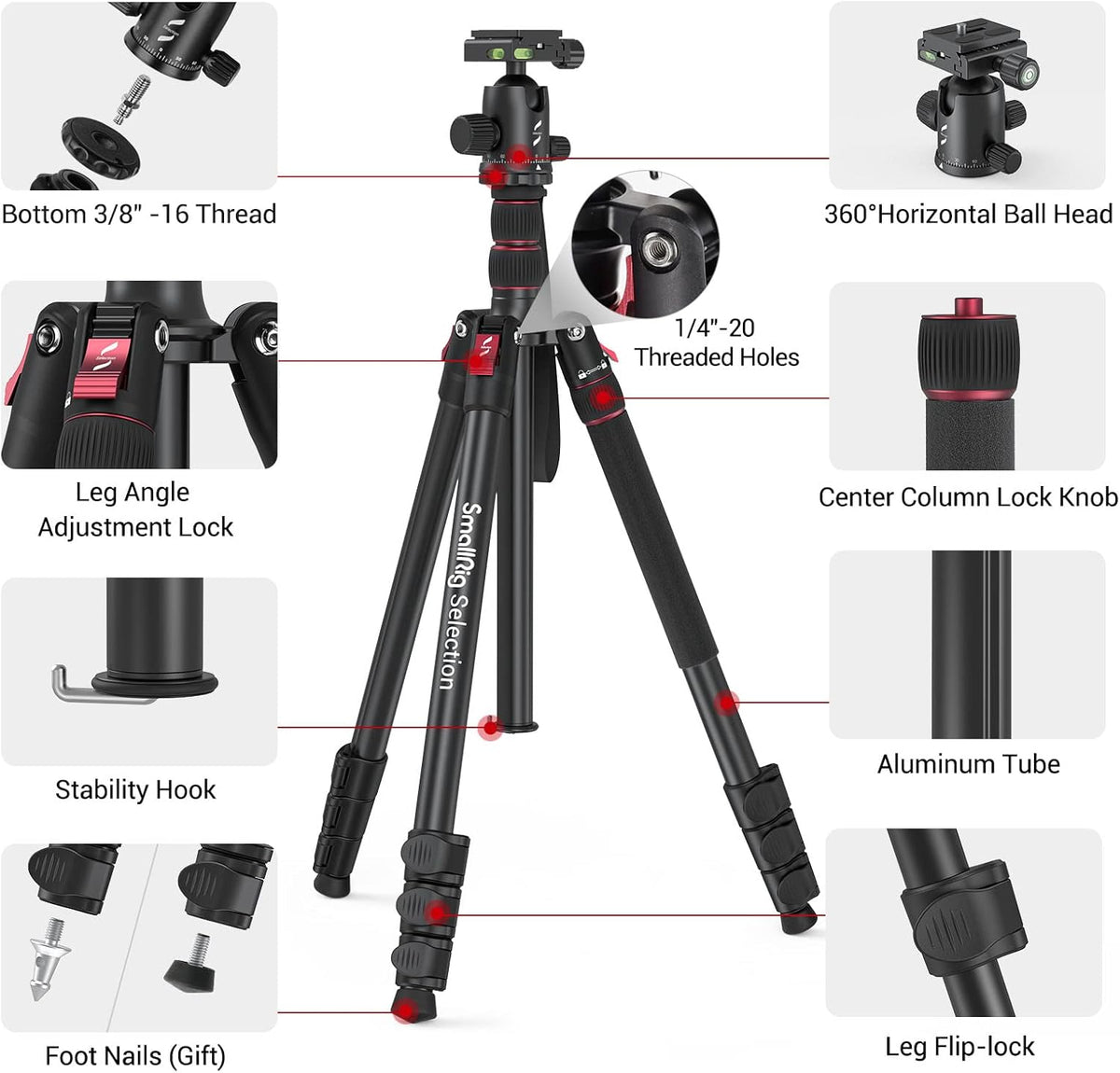78 Aluminum Camera Tripod Monopod, Foldable, 360 Degree Ball Head, Quick Release Plate, 33lb Payload, Pack of 2 O131317