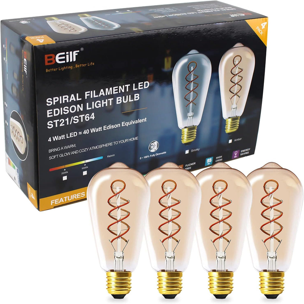 12 Pack Dimmable LED Edison Bulbs, E12 Base, 3W, Warm White 2200K, Amber Glass, Candle Bulb H851903