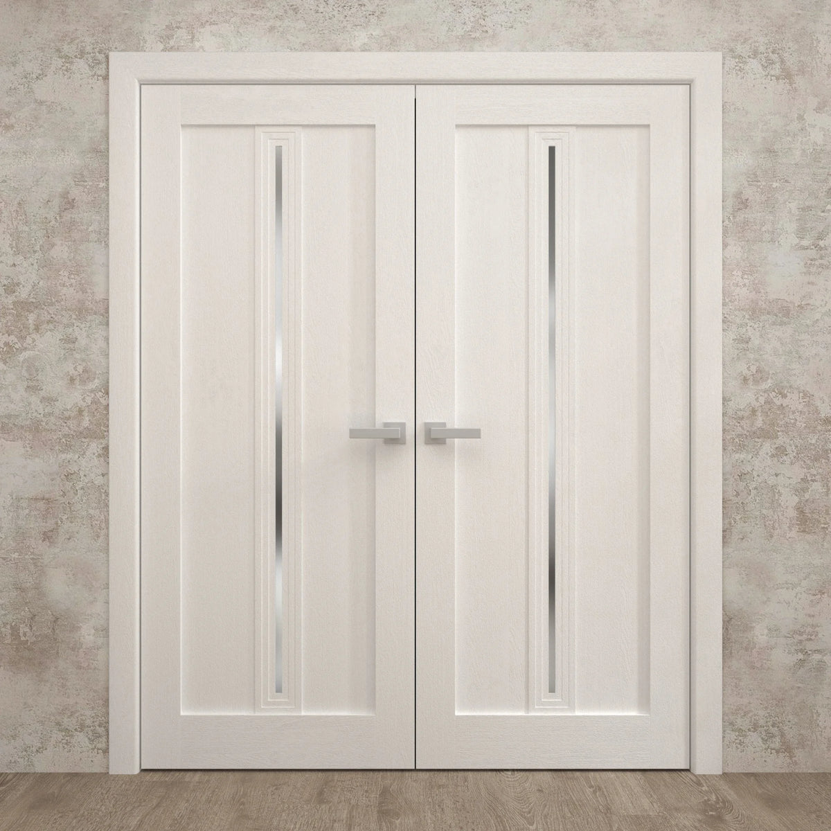 Solid French Double Doors 36 x 80 inches Painted White Oak Wood C75563