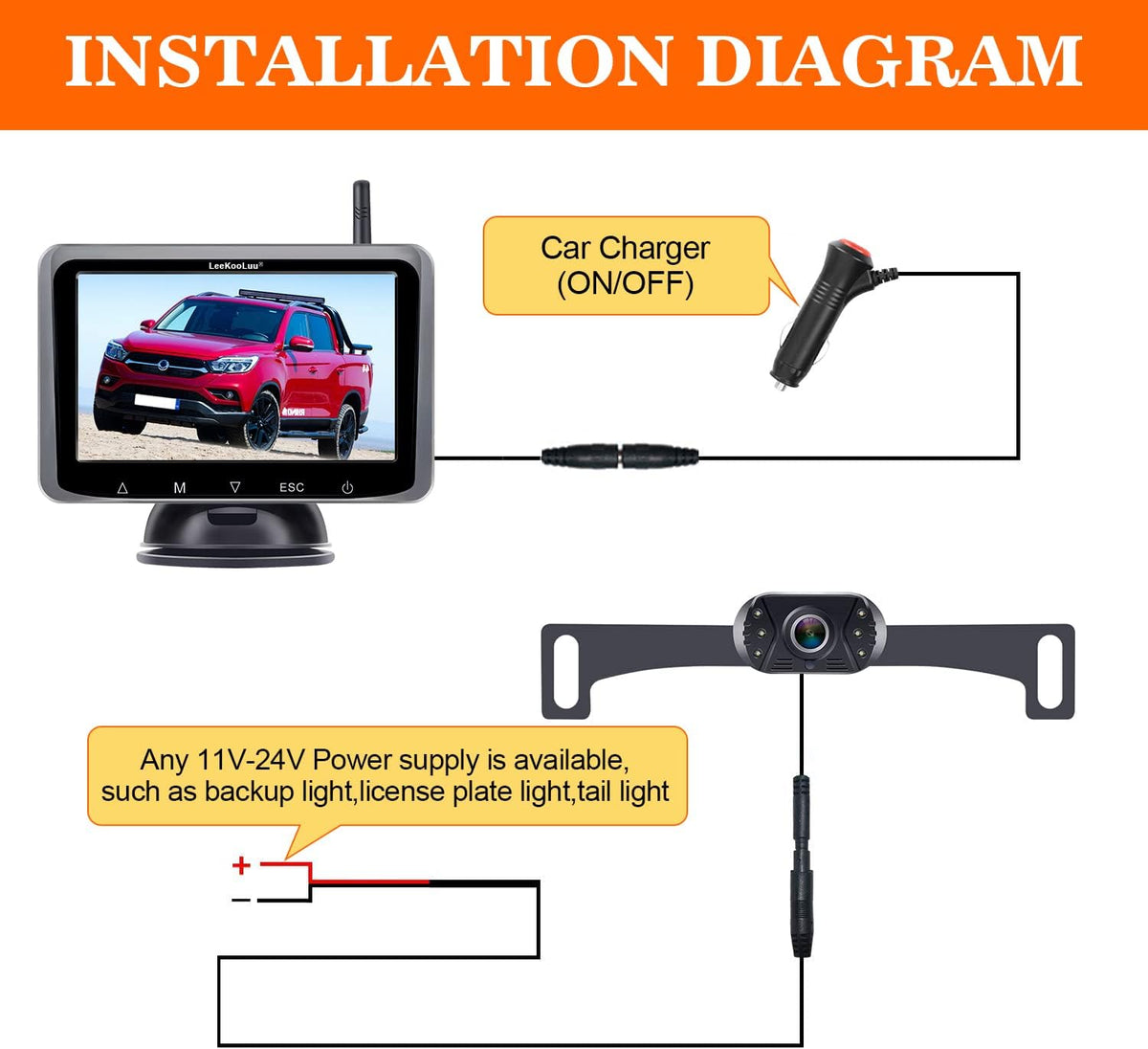 Wireless Backup Camera with 5 Inch Touch Screen J814794