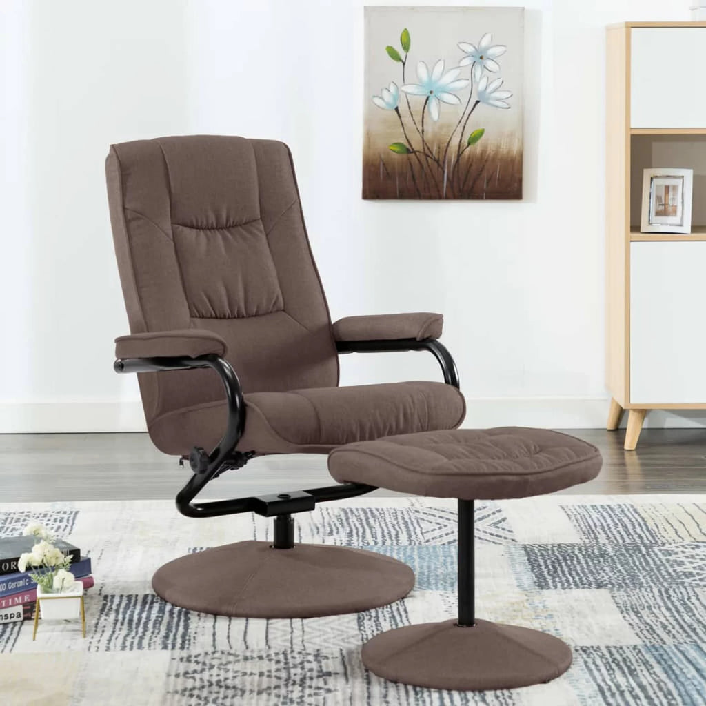 Brown Fabric Swivel Recliner with Ottoman F382072