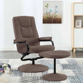Brown Fabric Swivel Recliner with Ottoman F382072