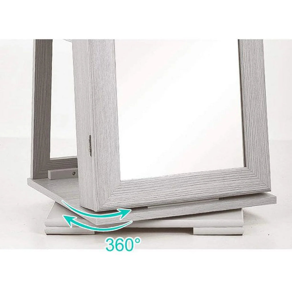 White Rotatable Jewelry Armoire with Full-length Mirror P355