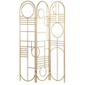 Metal 3 Panel Room Divider Screen with Geometric Pattern X7174
