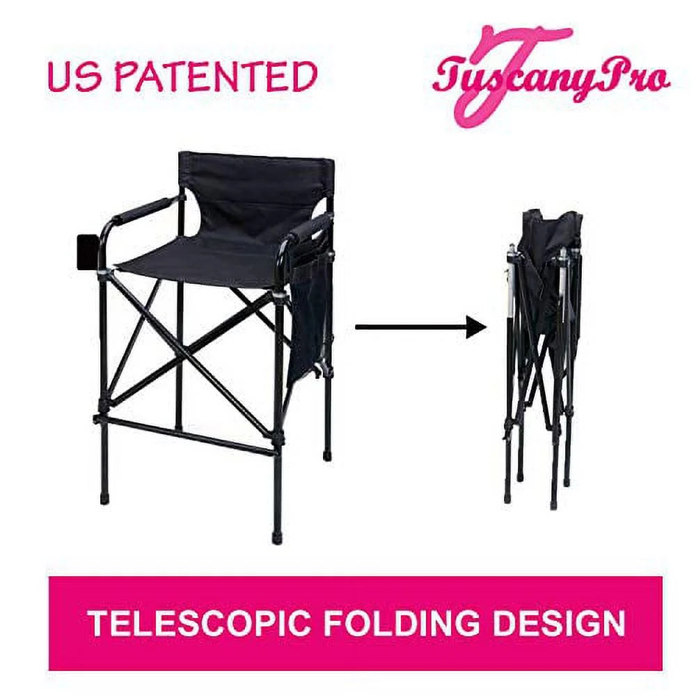 Jet Black Anodized Aluminum Telescopic Folding Director Chair U496
