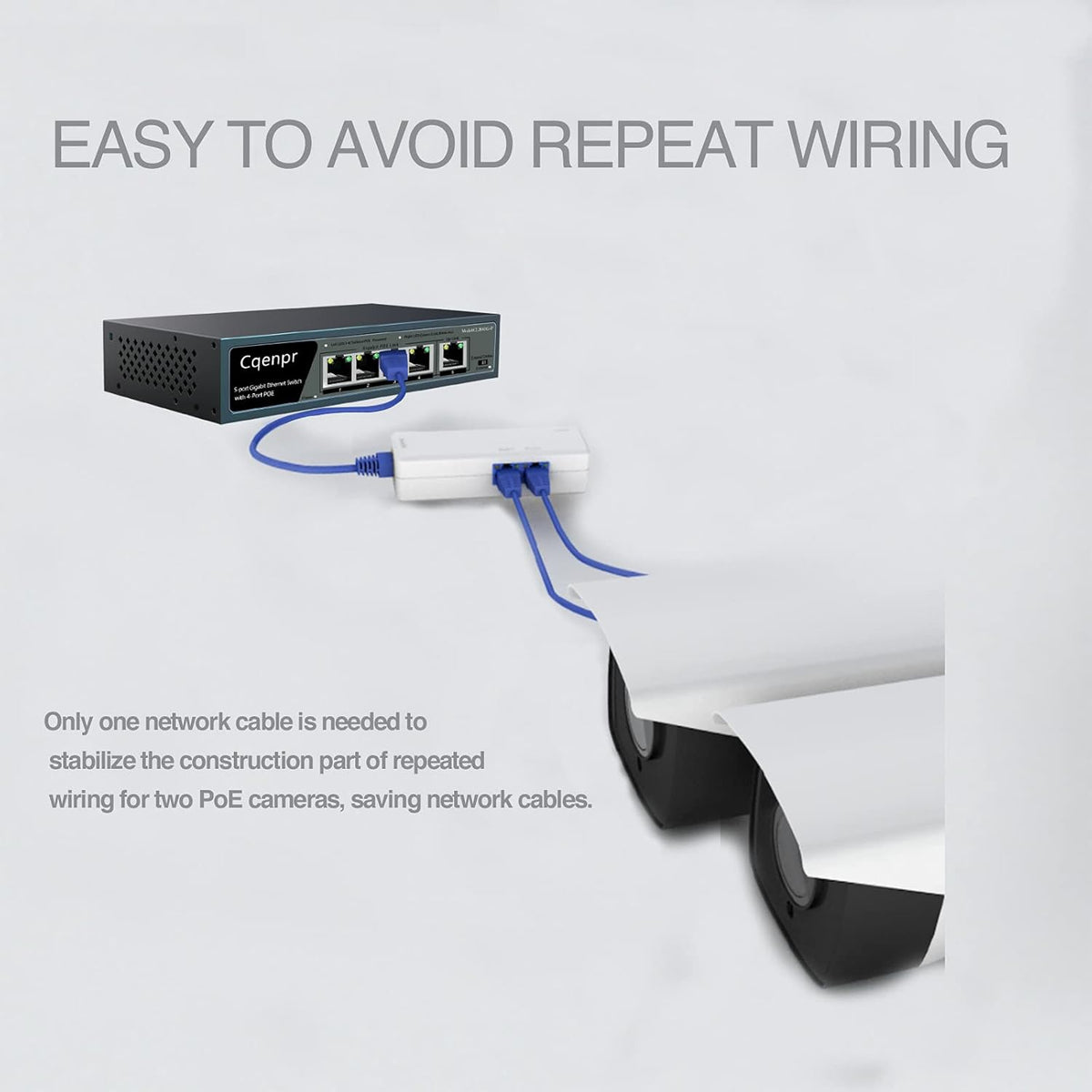 PoE Extend Switch, IEEE802.3af/at/bt, PoE++ BT Port 60W Output, Cascade 3-4 Times, Distance Extend 130M, Plug&Play Q24320