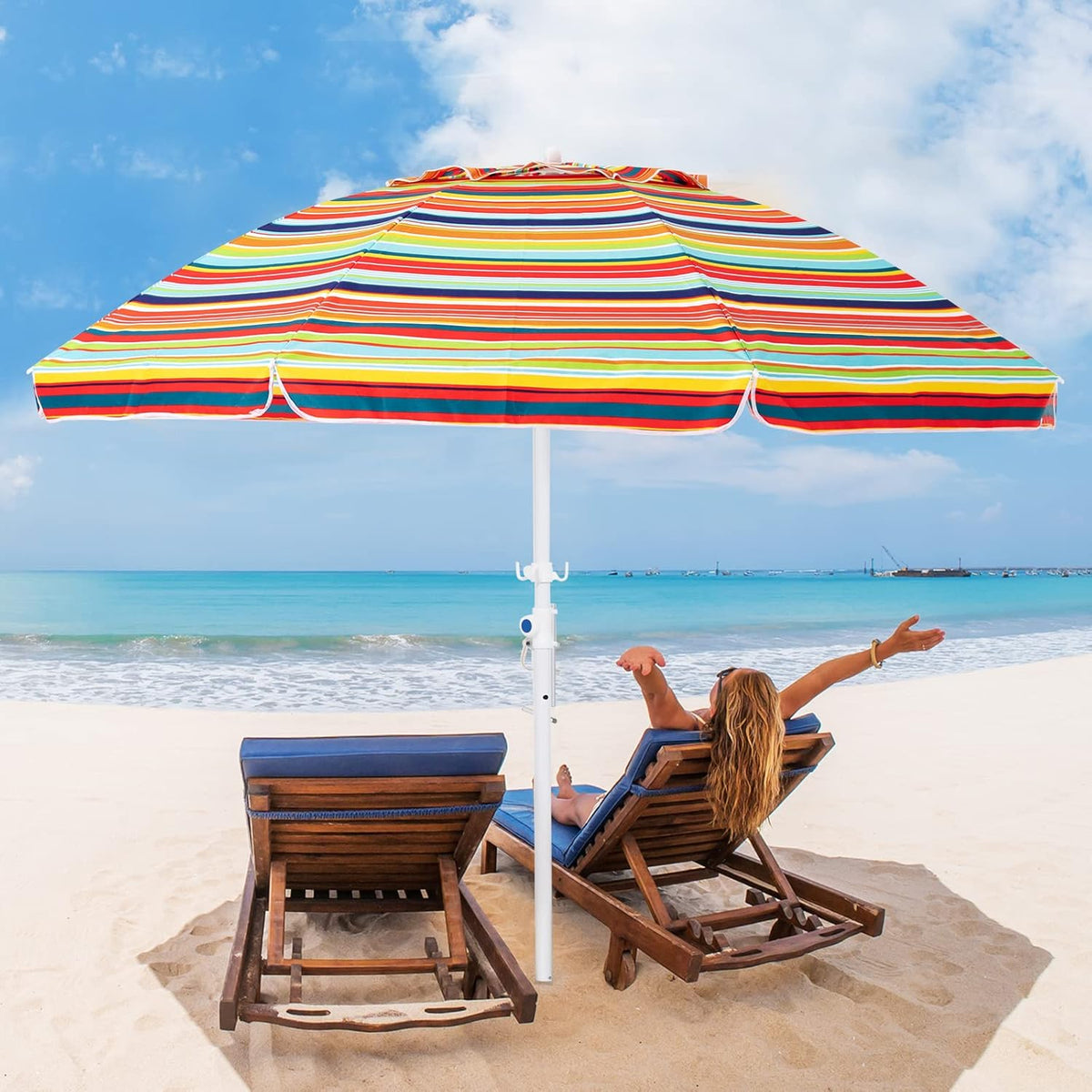 6.5FT Beach Umbrella with Carry Bag E363754