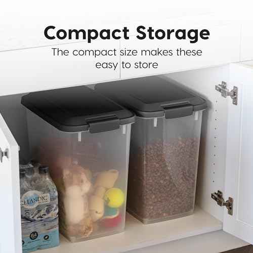 Dog Food Storage Container 2 Pack 30 lbs Airtight Clear Black K534880