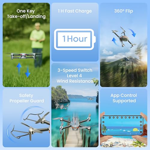 4K Camera Brushless Motor Foldable FPV Mini Drone with Propeller Guards C597930