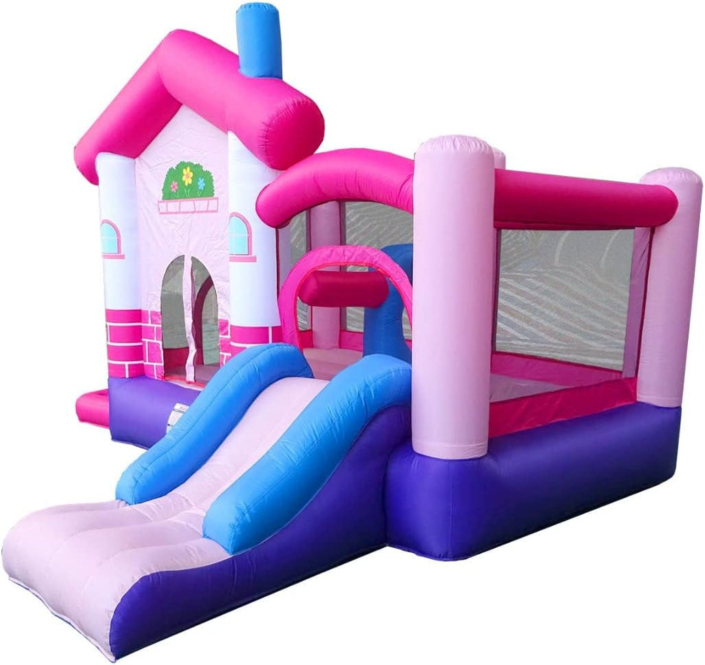 Pink Inflatable Bounce House with Slide, 12.5' x 10.5' Play Area, 7.9' Tall Z16314