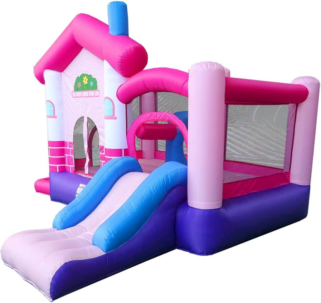 Pink Inflatable Bounce House with Slide, 12.5' x 10.5' Play Area, 7.9' Tall Z16314