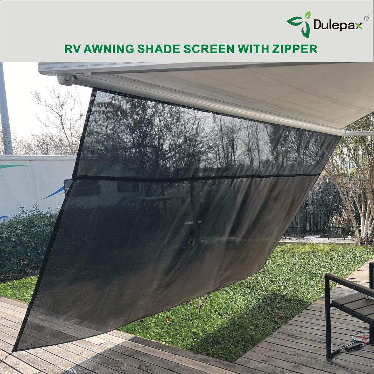 RV Awning Shade Screen with Zipper 8'X20'3'' Universal with Complete Kits N384