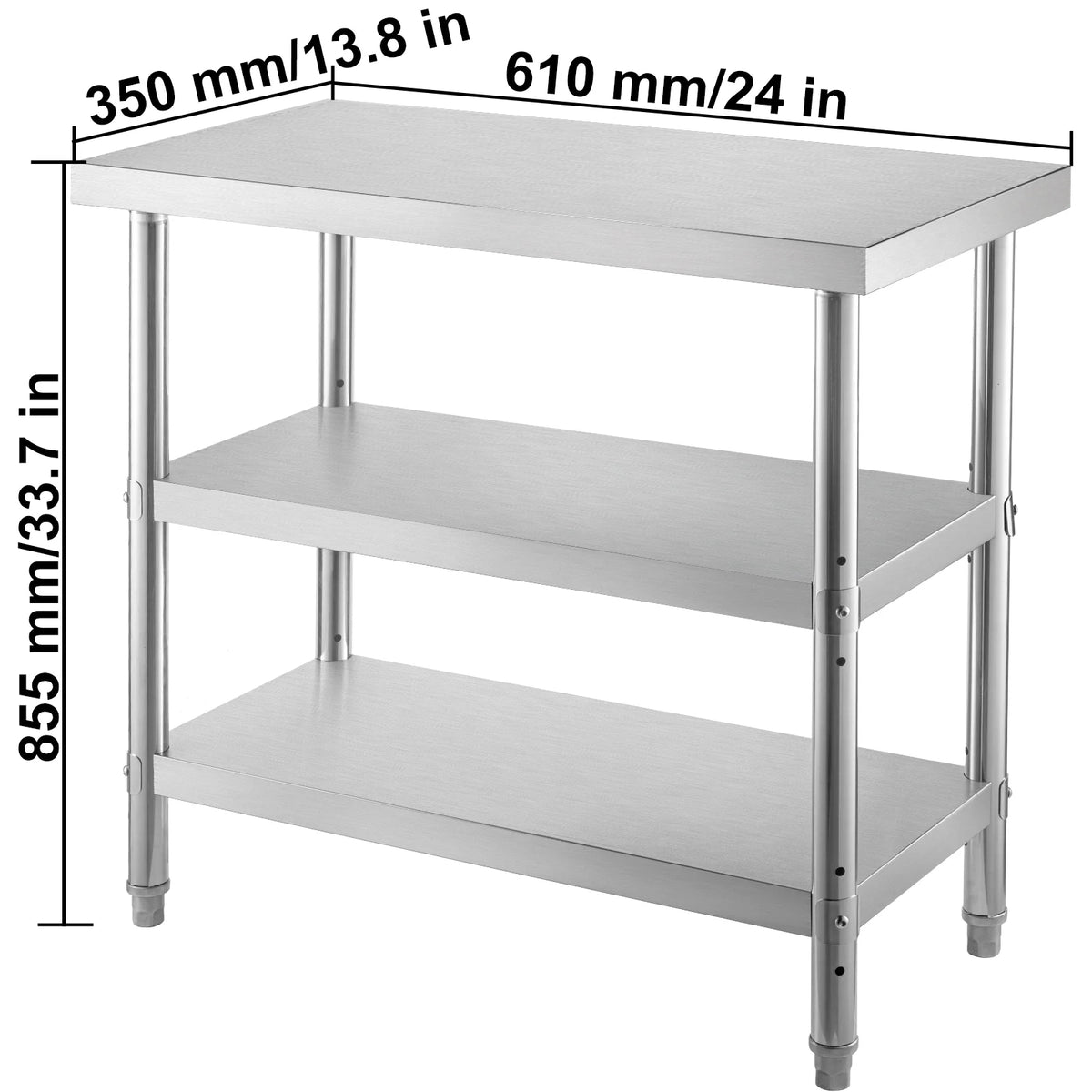 Stainless Steel Table with 2 Adjustable Undershelf U427