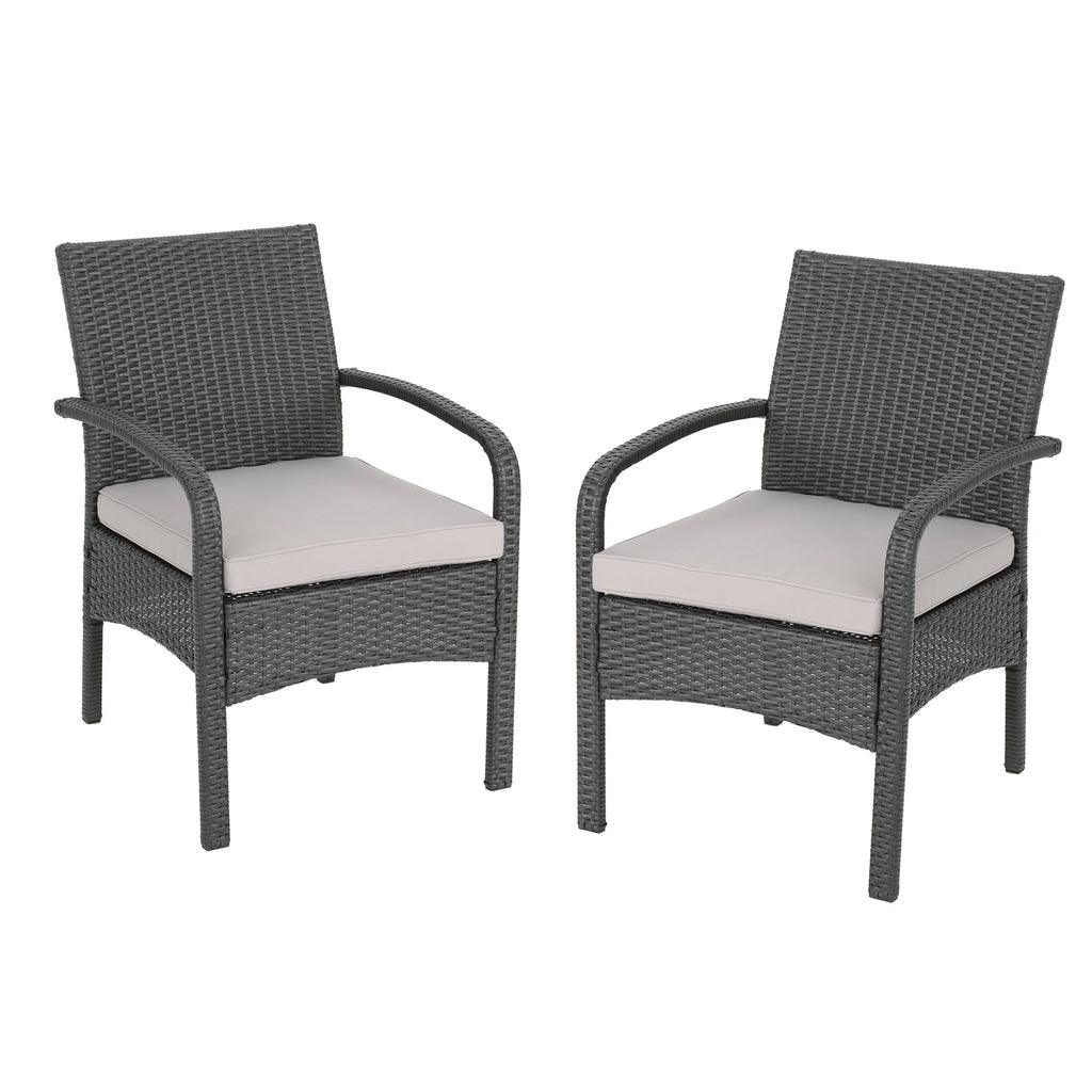 Outdoor Wicker Club Chairs with Cushion, Set of 2, Gray U8708