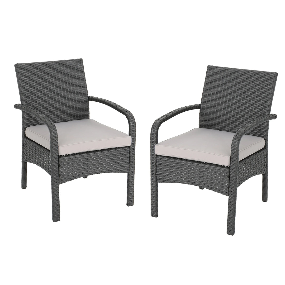 Outdoor Wicker Club Chairs with Cushion, Set of 2, Gray U8708
