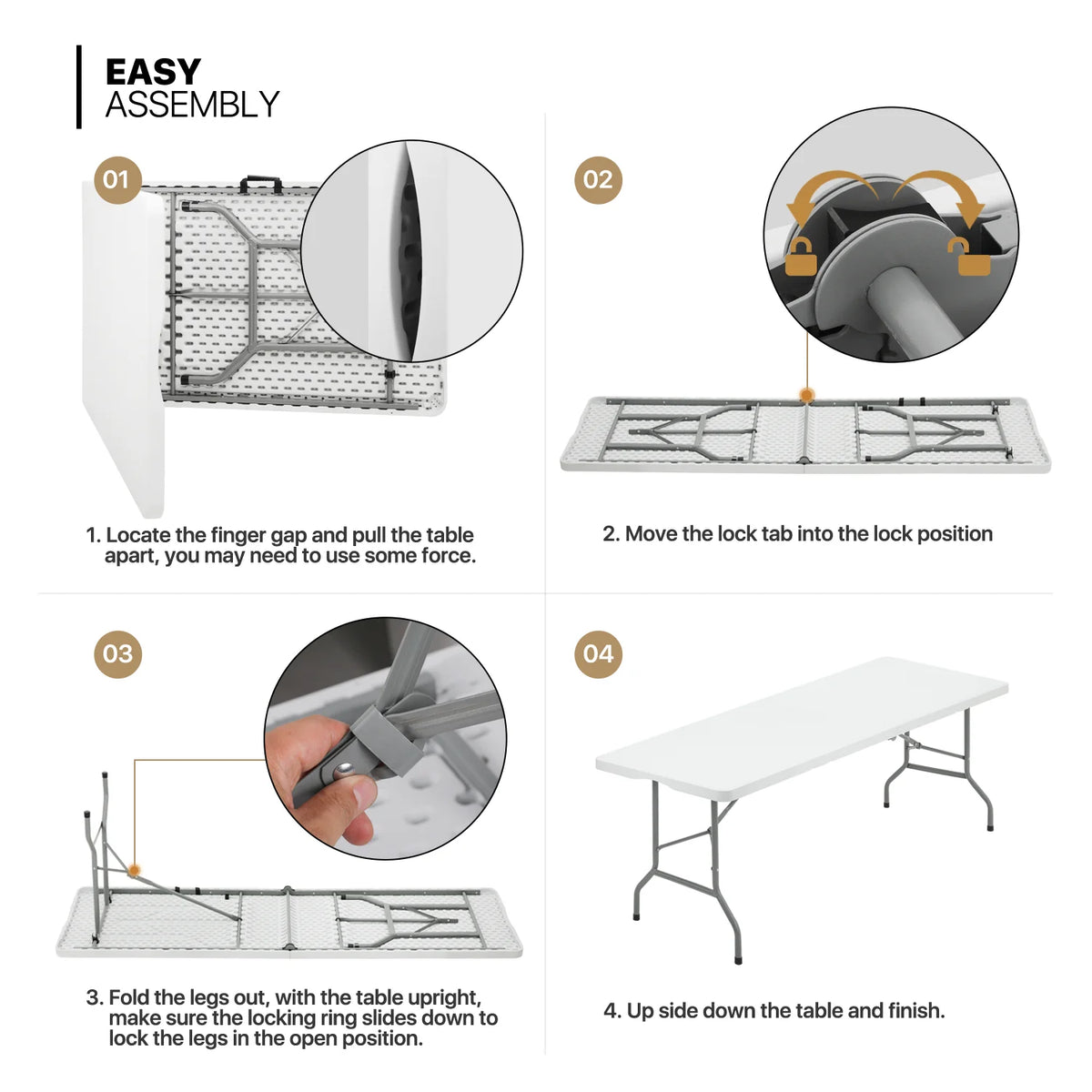 11 Pieces Heavy Duty Utility 8 Ft Folding Plastic Dining Table with Handle and Chair Set C6880