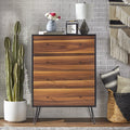4 Drawer Chest Walnut and Black E173
