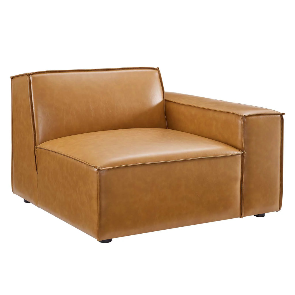 5-Piece Vegan Leather Sectional Sofa in Tan J411878