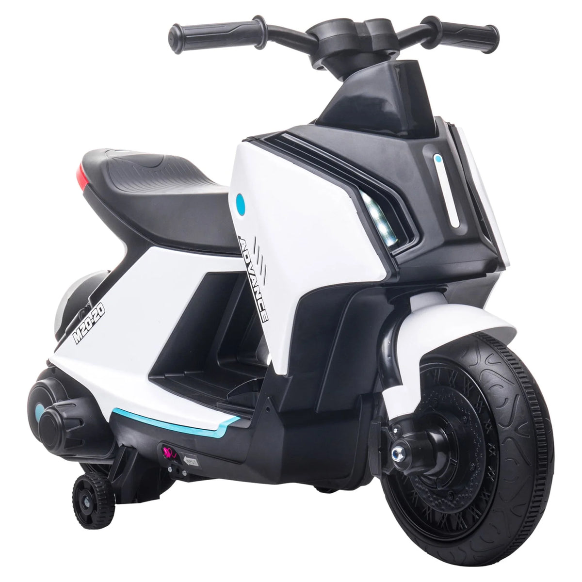 6V Kids Electric Motorcycle Ride-On Rechargeable Bike with Headlights, White D87680