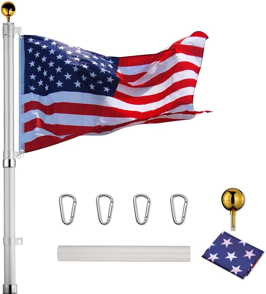 25FT Telescoping Aluminum Flagpole Kit with Tire Mount Base N288864