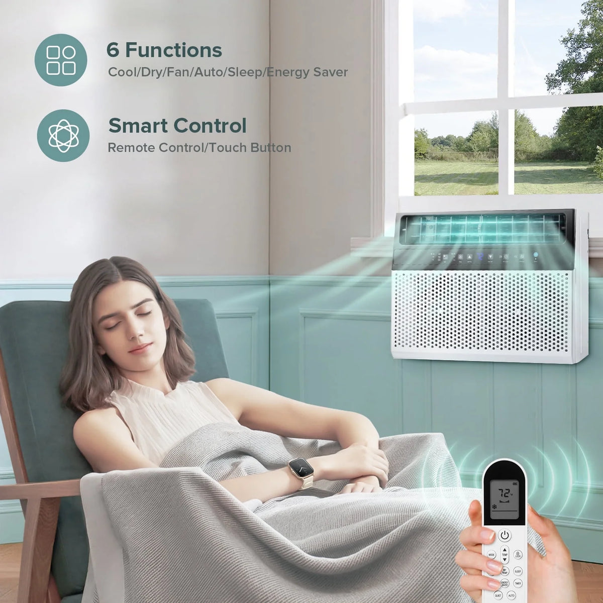 6000 BTU Window Air Conditioner with Wi-Fi & Remote, White K76536