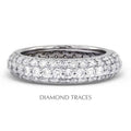 14K White Gold Pave Setting Three Row Band Eternity Ring O98769