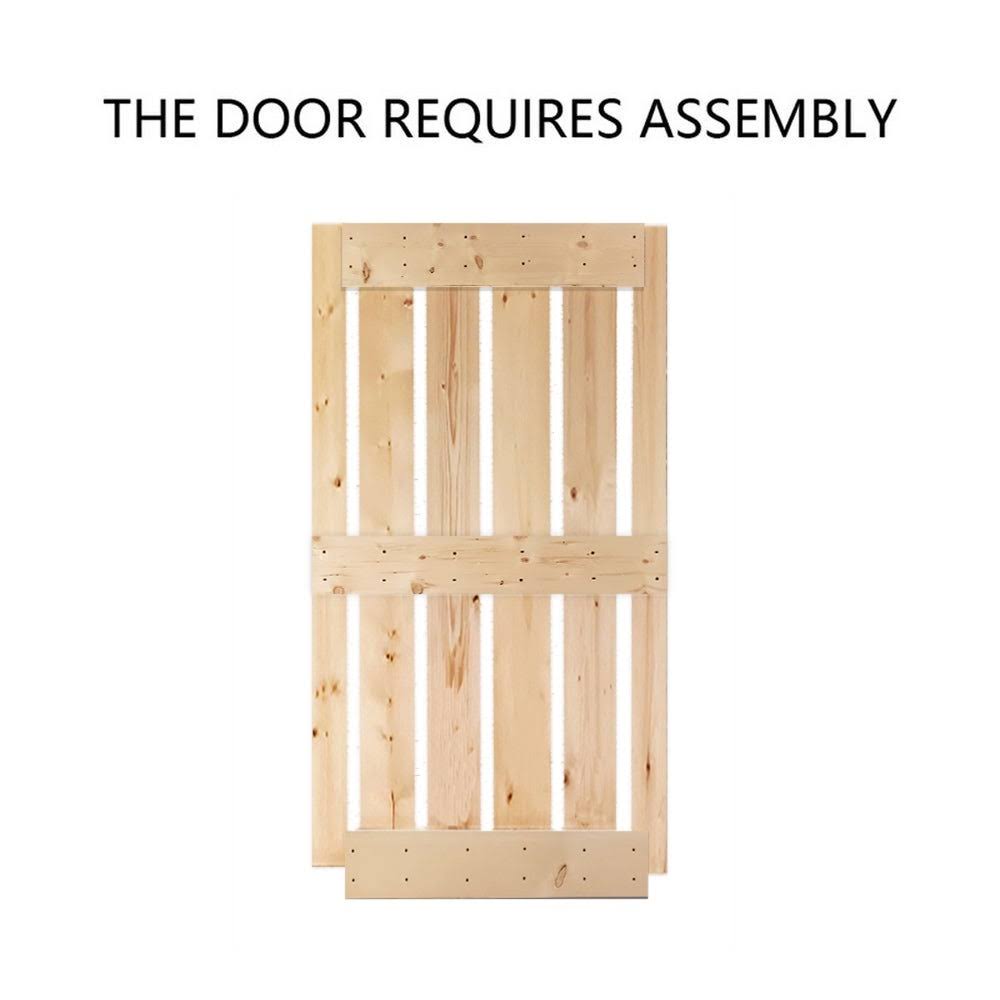 Unfinished 2 Panel Wood Barn Door with Sliding Hardware J358