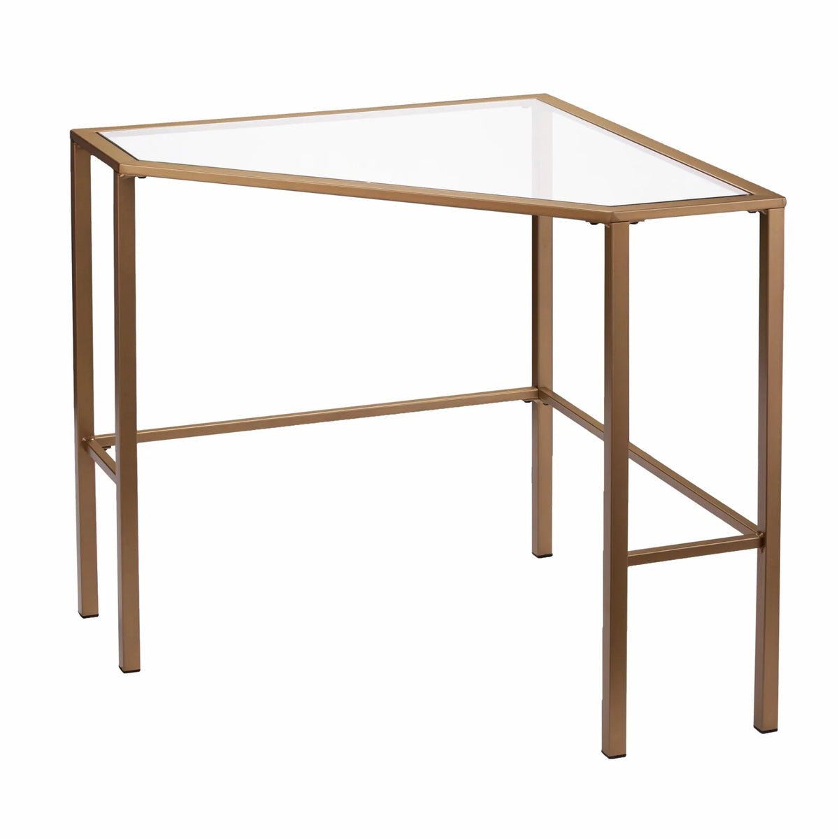 Soft Gold Metal & Glass Corner Desk G95107