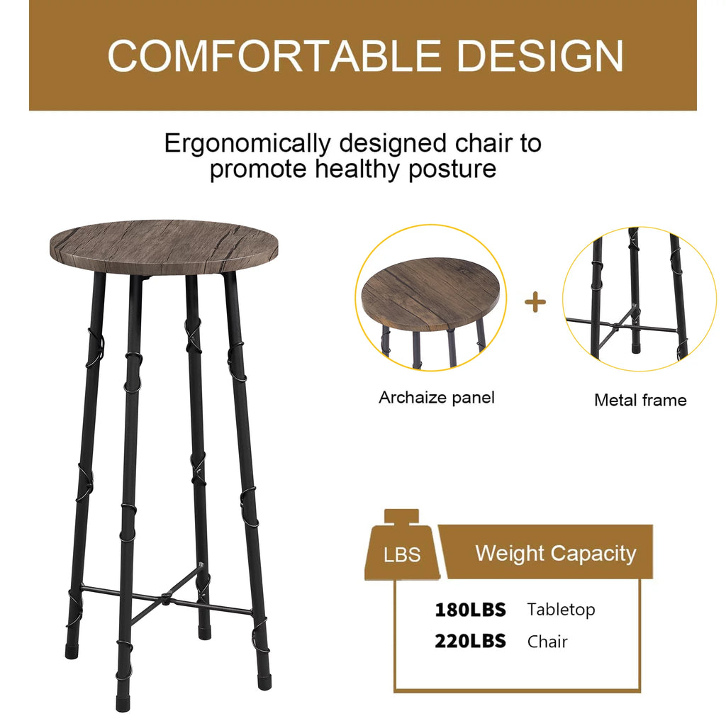 3-Piece Bar Table Set with 2 Stools V41684