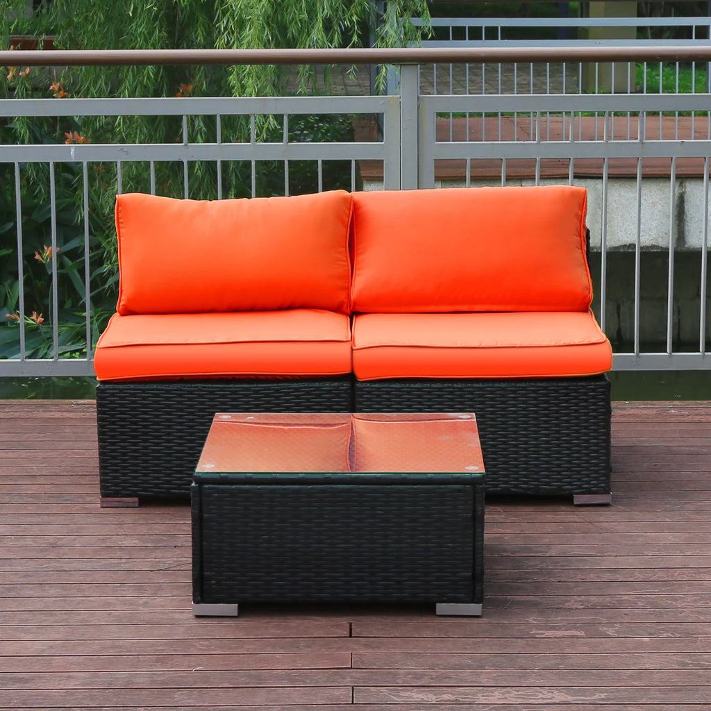 3 Pcs PE Rattan Wicker Patio Sofa Set Q208