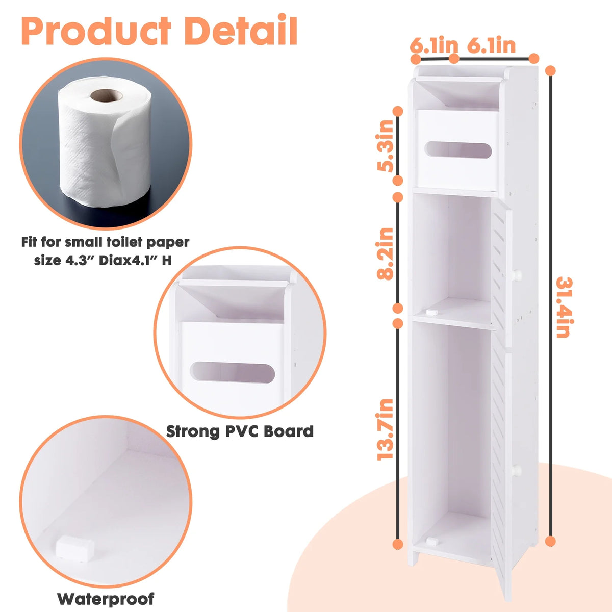 White Freestanding Bathroom Storage Shelf E71966